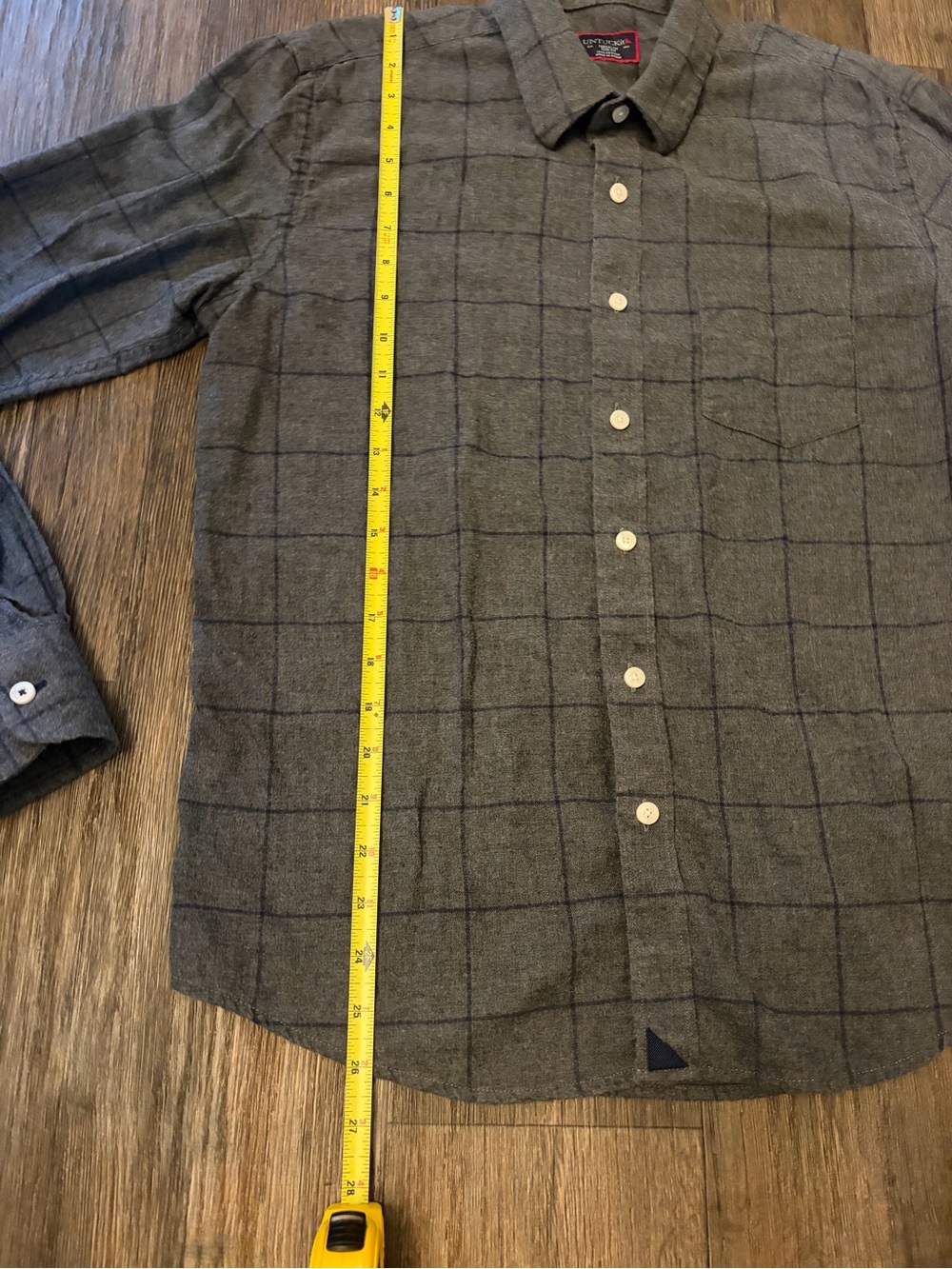 Untuckit Men’s Grey Causal Windowpane Long Sleeve Button Down Shirt Size Med - Picture 5 of 7